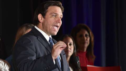 Republican gubernatorial incumbent Gov. Ron DeSantis, speaks to supporters Tuesday, Aug. 23, 2022, in Hialeah, Fla.