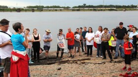 St. Louis residents, activists and city officials gathered on Sept. 8, 2016, at the Gateway Arch riverfront to express opposition to the Dakota Access Pipeline.