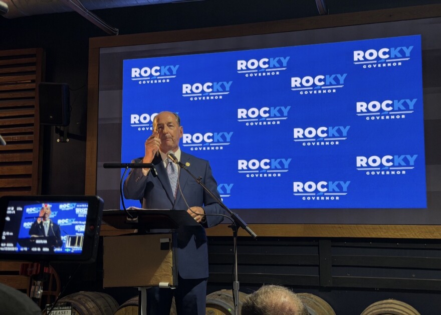 Rocky Adkins makes the first speech of his gubernatorial campaign at The Burl in Lexington July 21, 2026. He'll run against Lt. Gov. Jacqueline Coleman in the Democratic primary race.