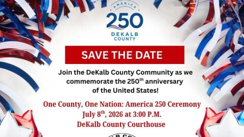 The “One County, One Nation: America 250 Ceremony" takes place on Wednesday, July. 8 on the grounds of the DeKalb County Courthouse in Sycamore, Il.