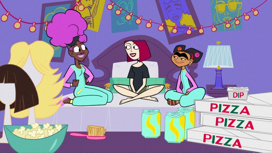 Harriet Tubman, Joan of Arc and Frida Kahlo in the animated series <em>Clone High.</em>