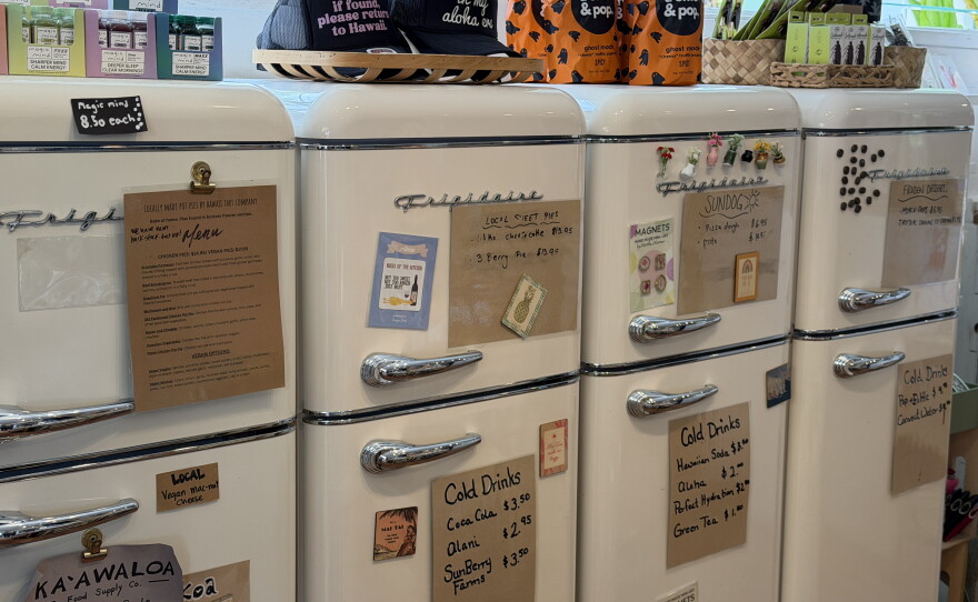 Petal & Provisions, one of Mandi Cooperson's two small businesses in Hōlualoa, stocks locally made goods, including ice cream, pickles and pies.