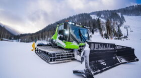 A hybrid snow groomer at Taos Ski Valley uses renewable diesel made from feedstocks such as vegetable oil and animal fats.