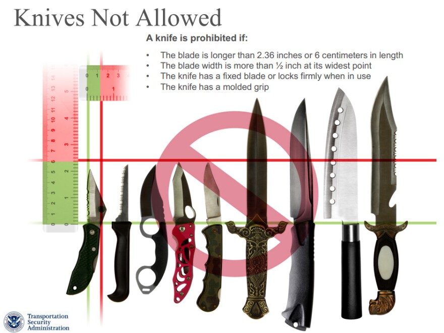 TSA Says It Won't Relax CarryOn Ban Of Knives, Other Items KUNC
