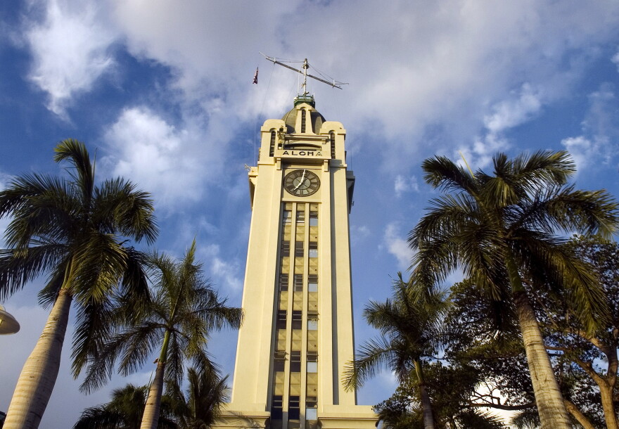 This July 15, 2009, photo shows the Aloha Tower, an iconic 10-story building at Aloha Tower Marketplace in Honolulu.