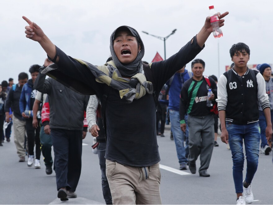 Indigenous anti-government protesters march Tuesday into Ecuador's capital, Quito, where days of popular upheaval have followed President Lenín Moreno's decision to scrap fuel price subsidies.