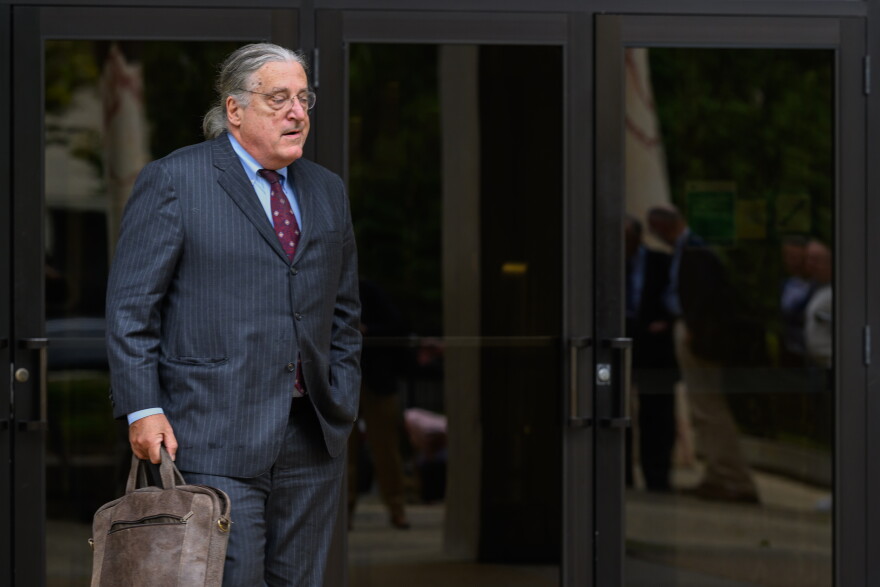 BRIDGEPORT, CONNECTICUT - SEPTEMBER 30: Norm Pattis, attorney for Kosta Diamantis, exits the Bridgeport federal courthouse after his client was sentenced to seven years in prison followed by three years of supervised release for 21 counts of extortion, bribery and lying to federal investigators. Diamantis was sentenced in absentia, as he remains in Greece where he is also a citizen.