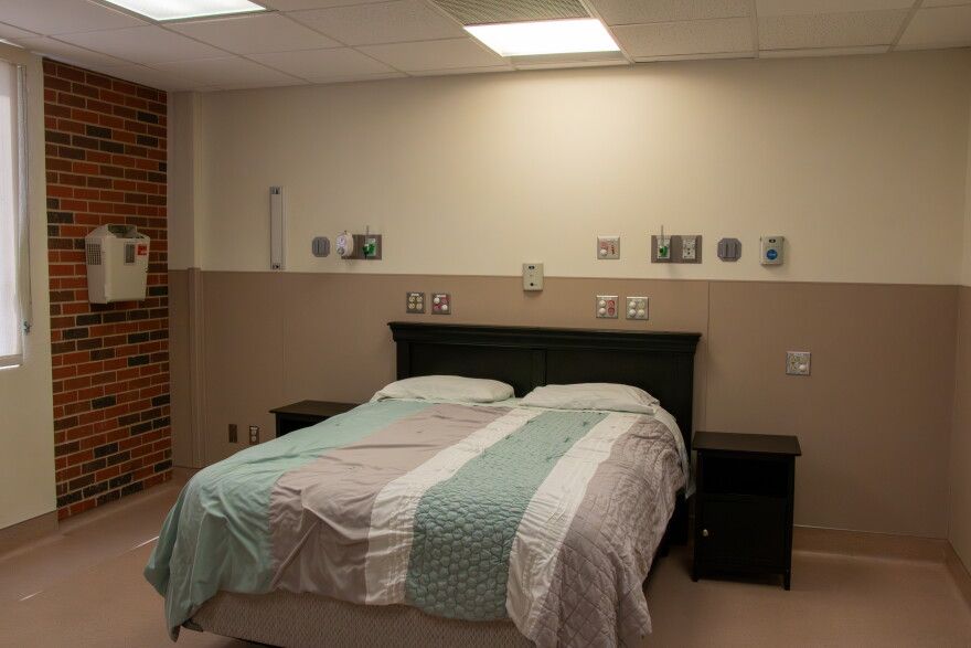 A birthing suite in Newman Memorial Hospital’s future labor-and-delivery unit. Amy Calhoun-Vasko said they hope to make the room feel calming and homey for the patients they serve.