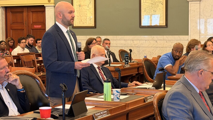 Onondaga County Legislator Cody Kelly speaks during the legislature's meeting on Tuesday, August 6, 2026.
