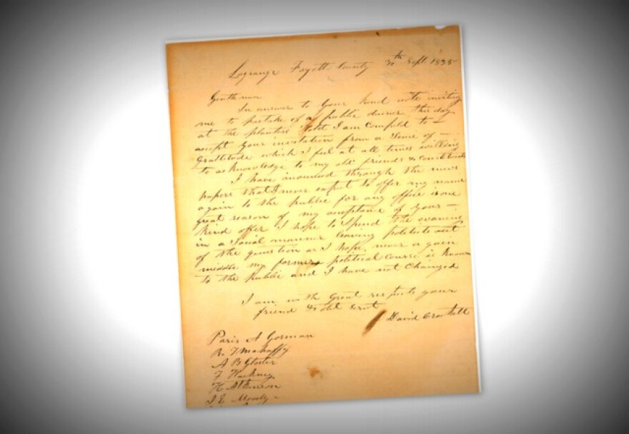 A letter from David Crockett, drafted some six months before his death at the Alamo, is for sale.