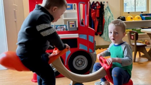 Boys play at Thriving Roots Childcare in Somersworth.