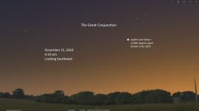 Technically, the two largest planets in our solar system will still be hundreds of millions of miles apart. But Dec. 21, from our vantage point on earth, they’ll look like they’re nearly touching.