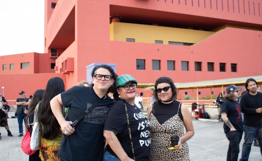 Eric Cabazos, Jessica Rivera, and Linda Monsivais on the library's parking garage rooftop.