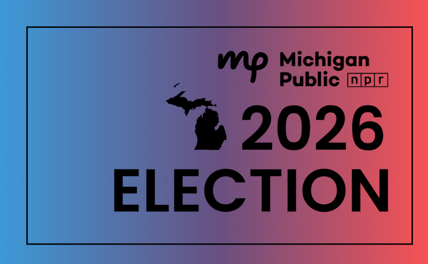 Graphic with blue, purple, and red gradient with text that reads "2026 Election"