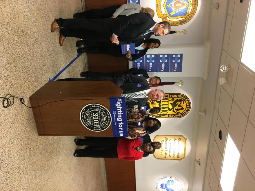 Image of local elected officials endorsing Clinton