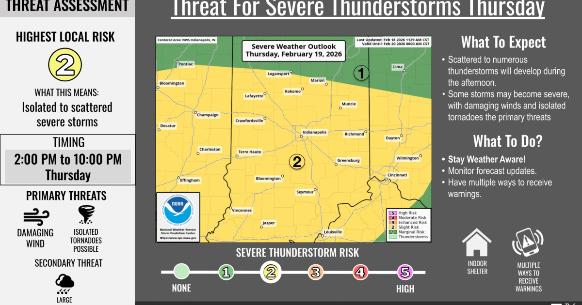 Severe storms possible Thursday afternoon