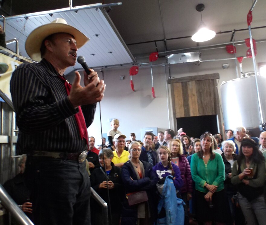 Rob Quist at a campaign rally at MAP Brewing in Bozeman