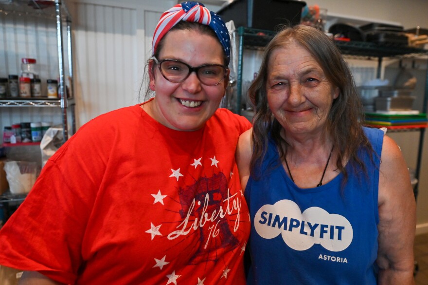 Heather Hughes (left) and her mother Karen Hughes attended the inclusive cooking class.