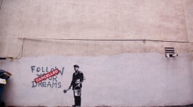 A Banksy piece in Boston. Photo taken in 2010.