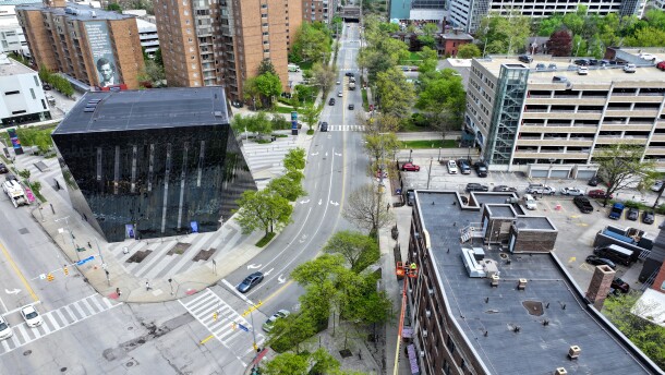 A new master plan for public spaces in University Circle suggests improvements for pedestrian safety and aesthetic appeal at the intersection of Euclid Avenue and Mayfield Road, an intersection overlooked by the Museum of Contemporary Art Cleveland.