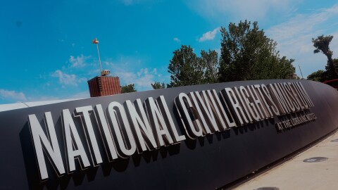Renovations to the National Civil Rights Museum includes new exterior signage.