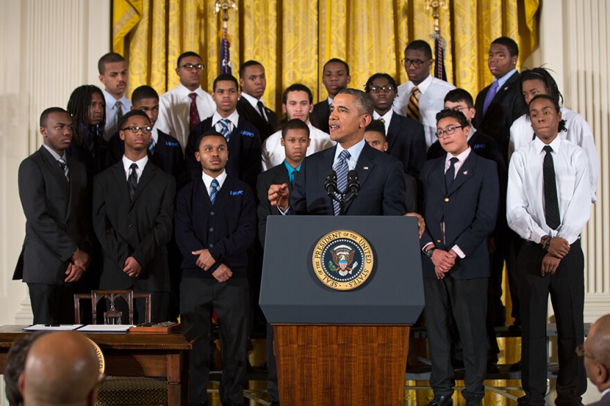 President Barack Obama delivers remarks at an event to highlight "My Brother's Keeper," an initiative to expand opportunity for young men and boys of color, in the East Room of the White House, Feb. 27, 2014. (Official White House Photo by Pete Souza)