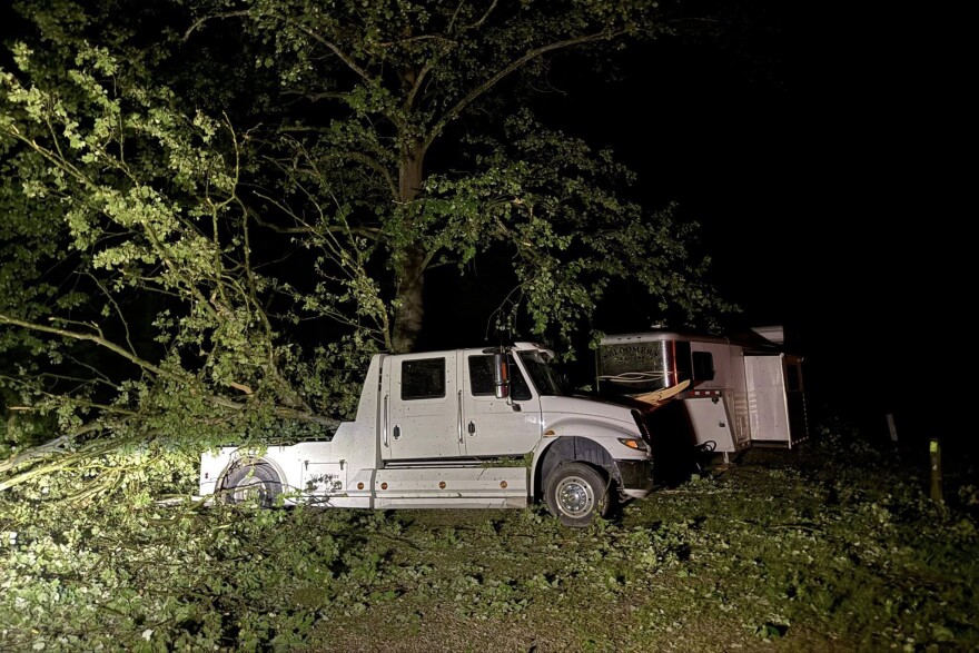 Tornado damage is seen in Brown County from Friday night's storm.