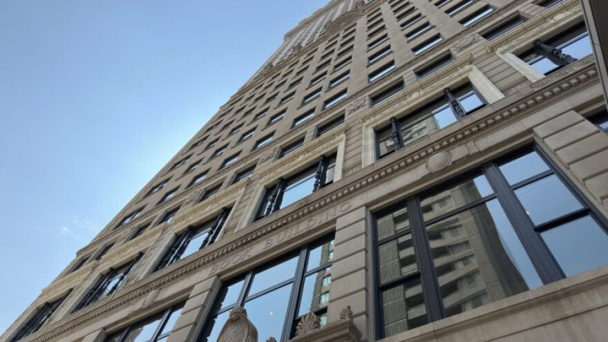  A photo of Detroit's historic Book Tower during a ribbon cutting ceremony on June 8, 2023 in Detroit, Mich.
