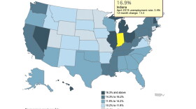 A chart from the Bureau of Labor Statistics showing April 2020 unemployment rates across the nation.