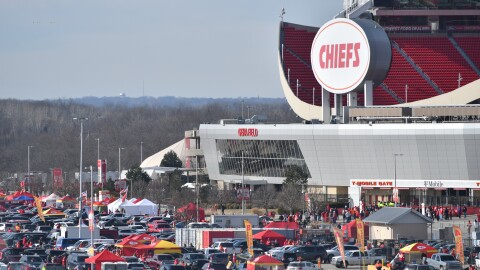 Chiefs tailgaters set up Sunday morning, Jan. 31, 2022, at Arrowhead Stadium in Kansas City.