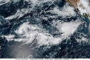 A satellite image shows Tropical Storm Nolo getting close to Hawaiʻi Island Wednesday morning.