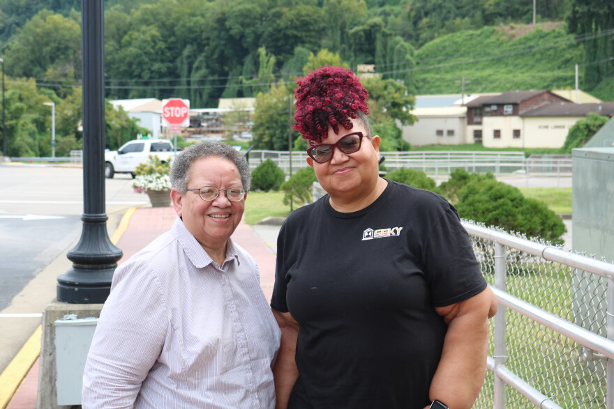 Southeast Kentucky African American Museum and Cultural Center's Executive Director Emily Hudson and Lead Researcher Sandra Jones, seen in downtown Hazard on August 26, 2026, have been working on the Stories behind the Quilt program for five years. The newest iteration honors historical moments and figures from the United States' 250 years.