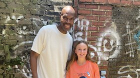 Camper with interviewee, Harvest Smith