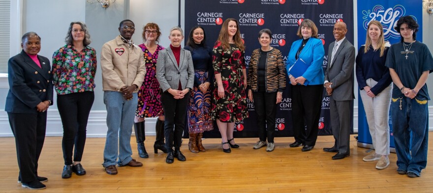 Mayor Linda Gorton speaks about 250Lex Literary Lexington events. Joined by Executive Director Jennifer Mattox, Lexington Arts and Cultural Affairs Director Heather Lyons and 2025 Lexington Youth Poet Laureate Eva Alcaraz-Monje. Photo by Brandon Dunstan