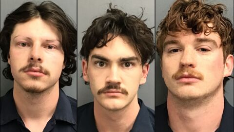 Riley Cass, Ryan Creech and Carter Eslick (from left) were arrested for the alleged hazing death of Colin Martinez in January 2026.