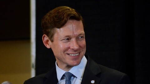 UNC-Chapel Hill chancellor Lee Roberts at the retirement press conference for women's soccer coach Anson Dorrance at the Dean E. Smith Center in Chapel Hill on Monday, Aug. 12, 2024.