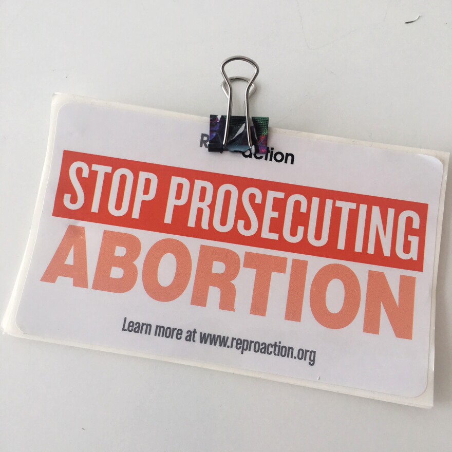 A sticker handed out at a recent forum in St. Louis on self-induced abortion.