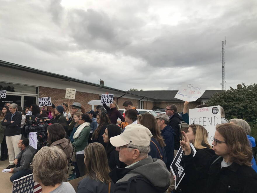 Michiana residents gathered outside of Republican Representative Jackie Walorski's Mishawaka office to protest the decision to end the Deferred Action for Childhood Arrivals or DACA.