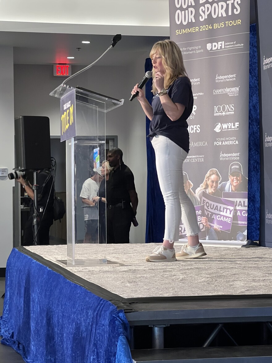 Christy Narsi heads the Arizona chapter of Our Bodies, Our Sports. The group opposes changes to Title IX restrictions.