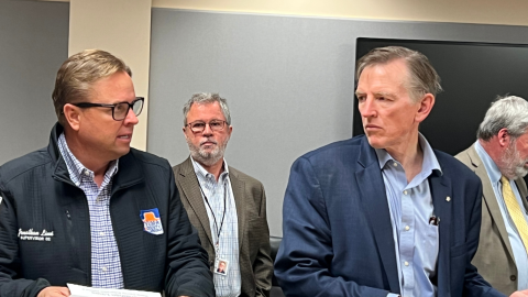 Supervisor Lines speaks with Congressman Paul Gosar, (R-Arizona), who represents northern Yuma County, before the YRMC tour.