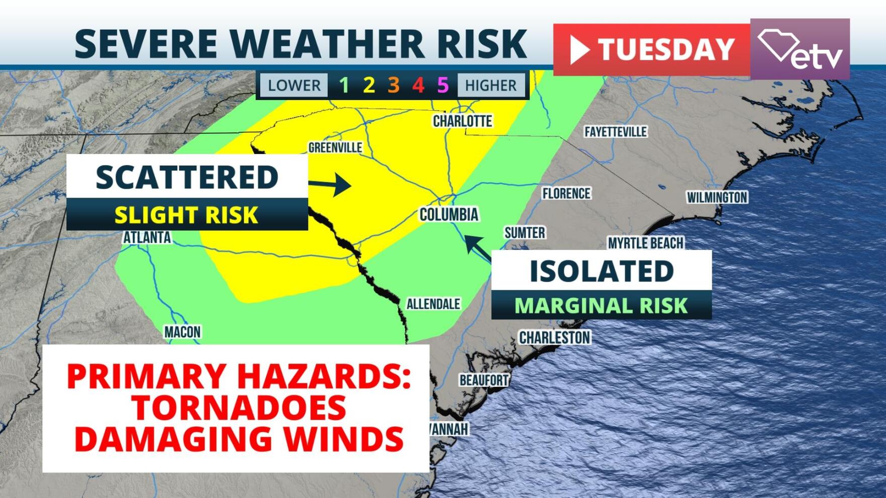 Tornado Watch Issued For The Upstate Until Tuesday Evening South