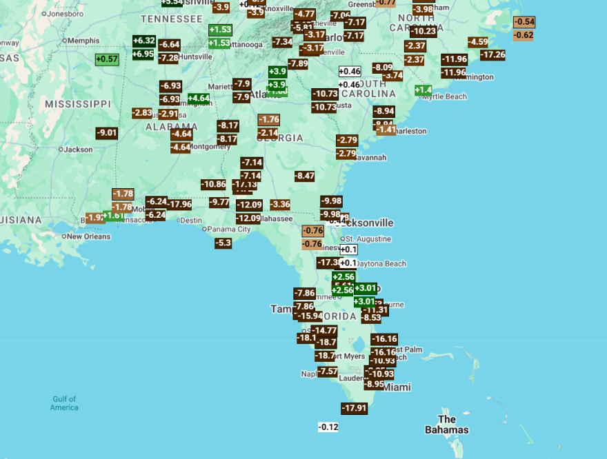 Rainfall anomalies since January 1.