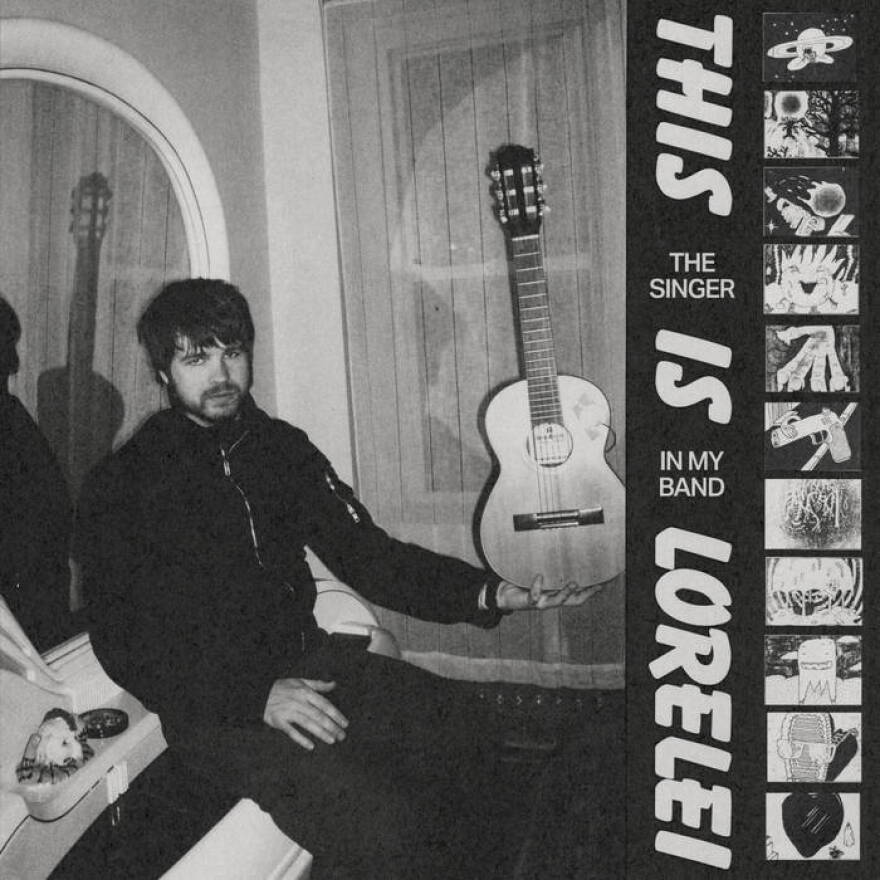 Nate Amos, also known as This is Lorelei, in B&W 'The Singer In My Band' album cover