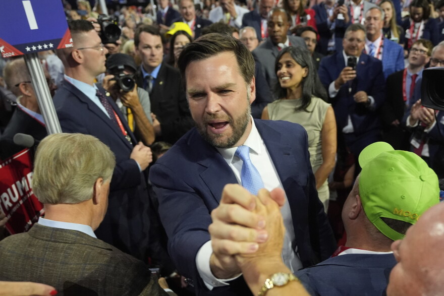 Republican vice presidential candidate Sen. JD Vance arrives at the Republican National Convention.