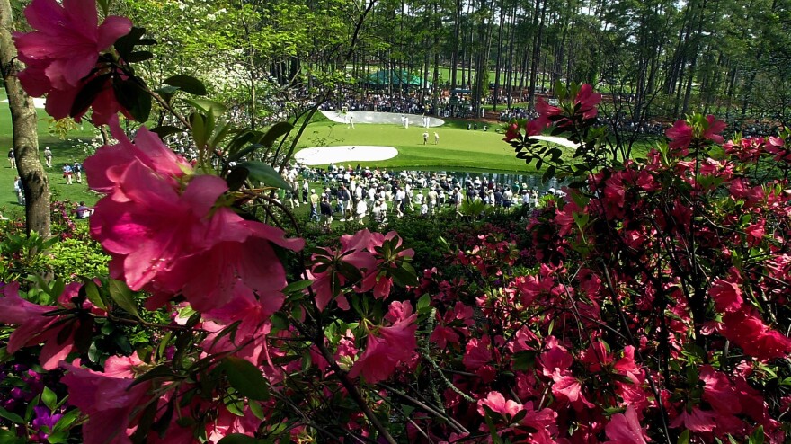 The 16th green at Augusta National — framed by some of the course's famed azaleas — in 2001.