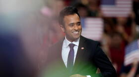 Ohio Republican gubernatorial candidate Vivek Ramaswamy speaks during a midterm election rally, Saturday, Oct. 3, 2026, in Vandalia, Ohio. 