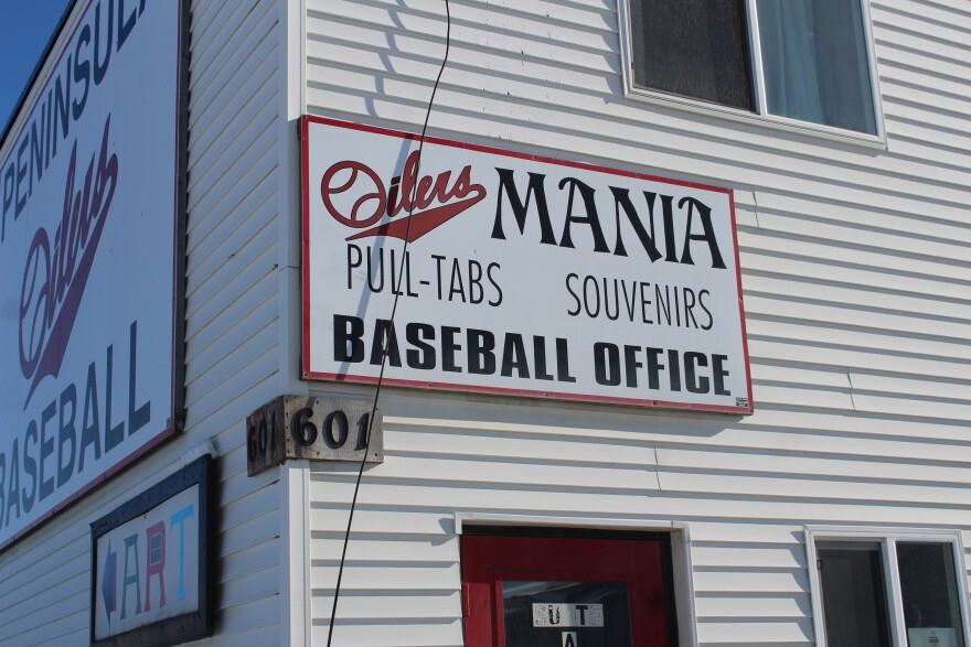 The sun shines on the Peninsula Oilers Baseball Club office on Thursday, Mar. 12, 2026 in Kenai, Alaska.