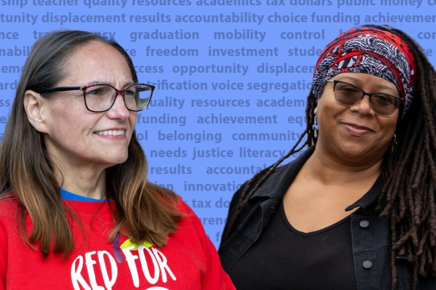 Indianapolis parents Christina Smith, left, and LaToya Tahirou both have children who attend charter schools but they disagree on how charters should operate and the role of Indianapolis Public Schools in the city's quickly changing education landscape.