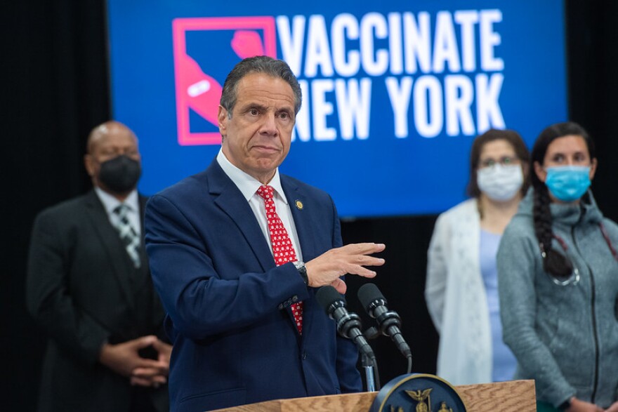 Gov. Andrew Cuomo speaks Thursday at a pop-up vaccination site in Buffalo.