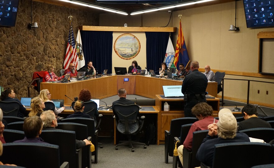 The Flagstaff City Council discusses the city's contract with Flock Safety for its automated license plate camera program, December 16, 2025.